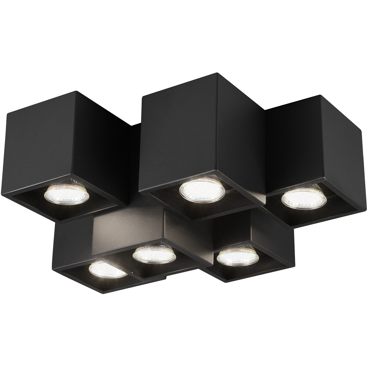 Plafonnier LED - Éclairage de Plafond - Trion Ferry - Douille GU10 - 6-lumières - Rectangle - Mat Noir - Aluminium