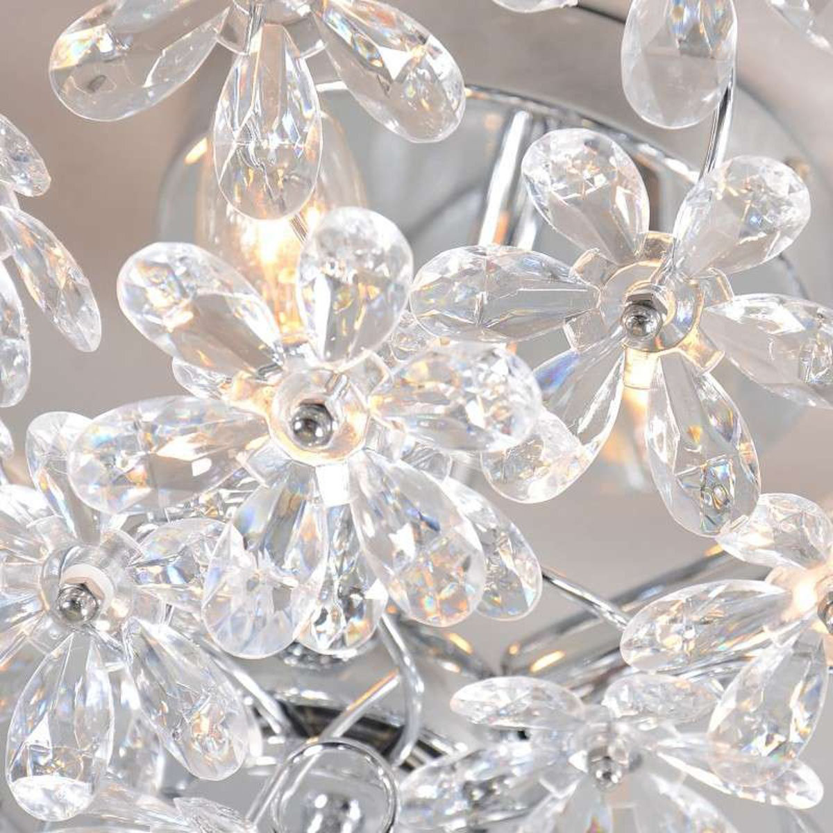 Plafonnier LED - Éclairage de Plafond - Trion Flowy - Douille E14 - 4-lumières - Rond - Aluminium Chrome Brillant