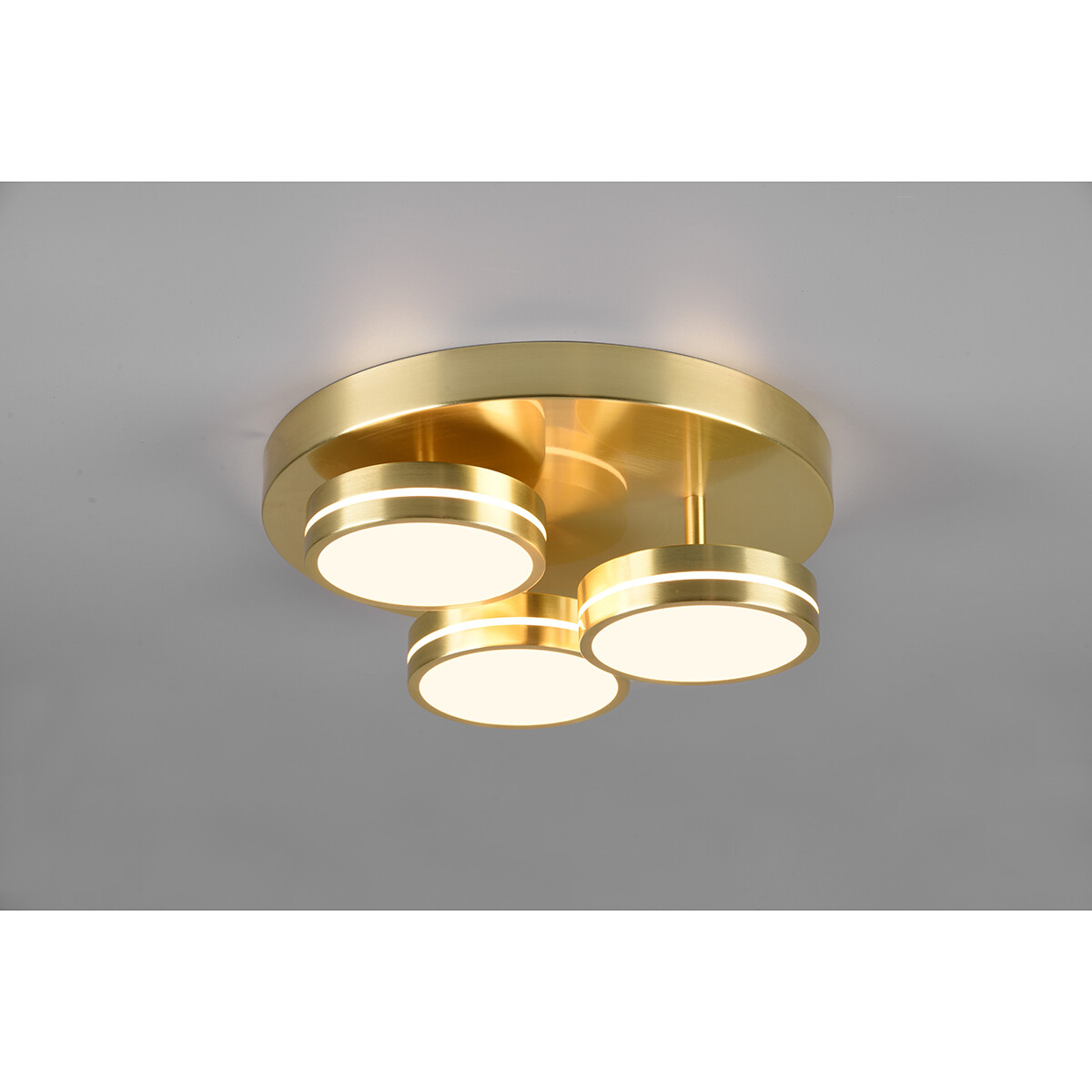 Plafonnier LED - Éclairage de Plafond - Trion Franco - 25.5W - Blanc Chaud 3000K - 3-lumières - Dimmable - Rond - Mat Or - Aluminium