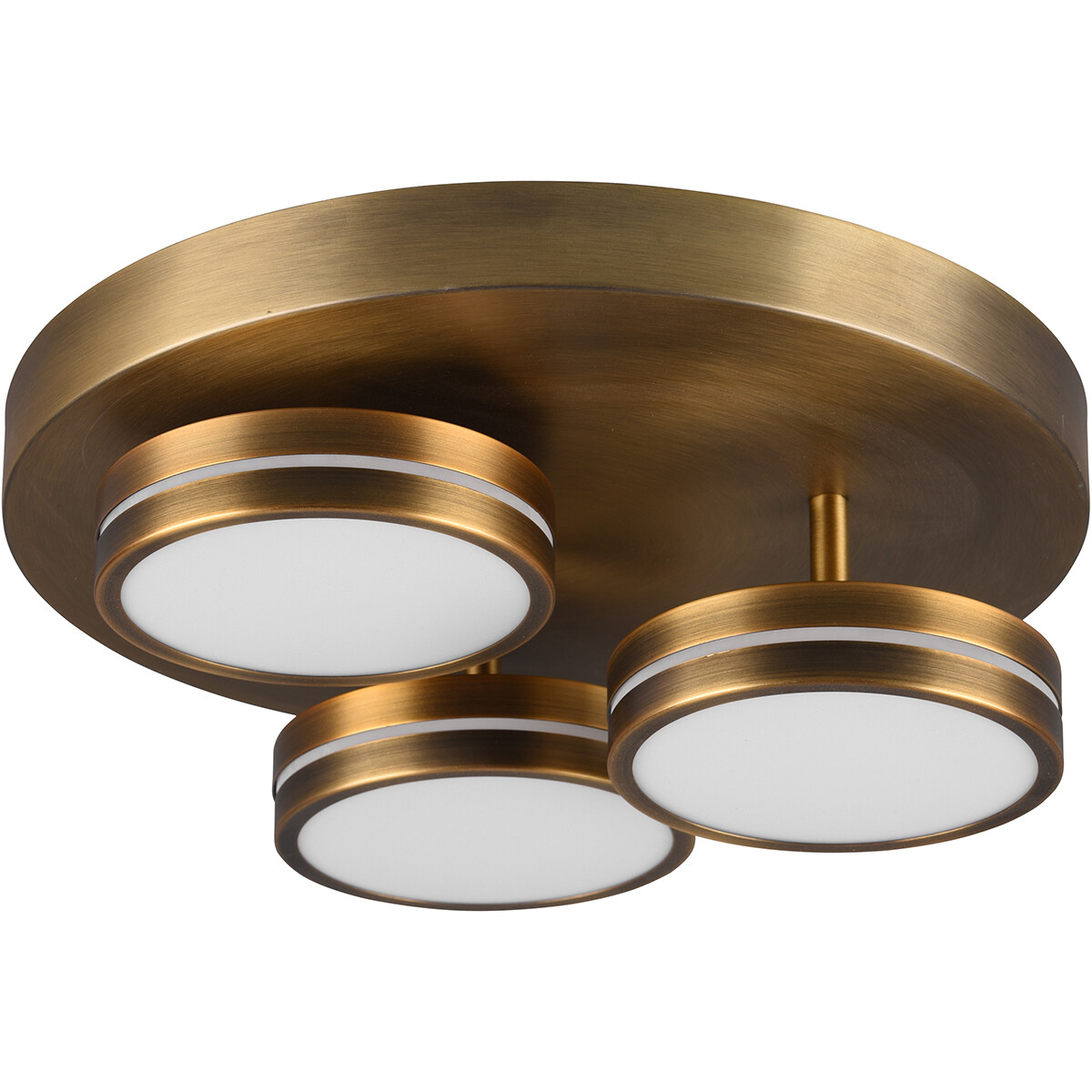 Plafonnier LED - Éclairage de Plafond - Trion Franco - 25.5W - Blanc Chaud 3000K - 3-lumières - Dimmable - Rond - Bronze Ancien - Aluminium