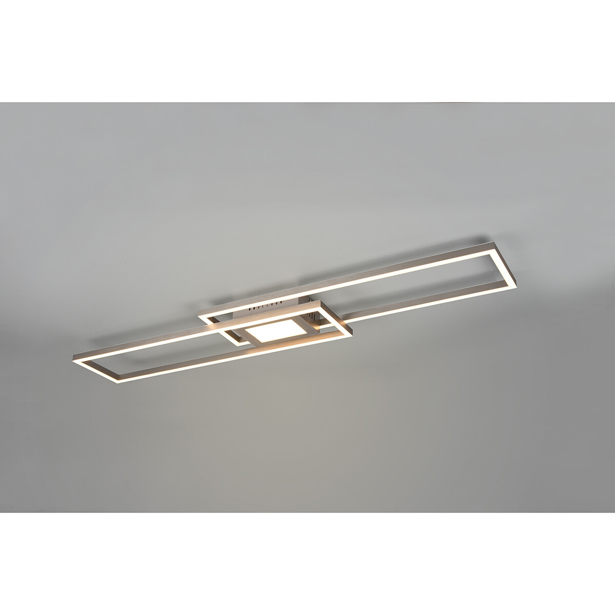 Plafonnier LED - Éclairage de Plafond - Trion Gandon - 37W + 10W - Couleur de lumière ajustable - Dimmable - Rond - Mat Nickel - Aluminium