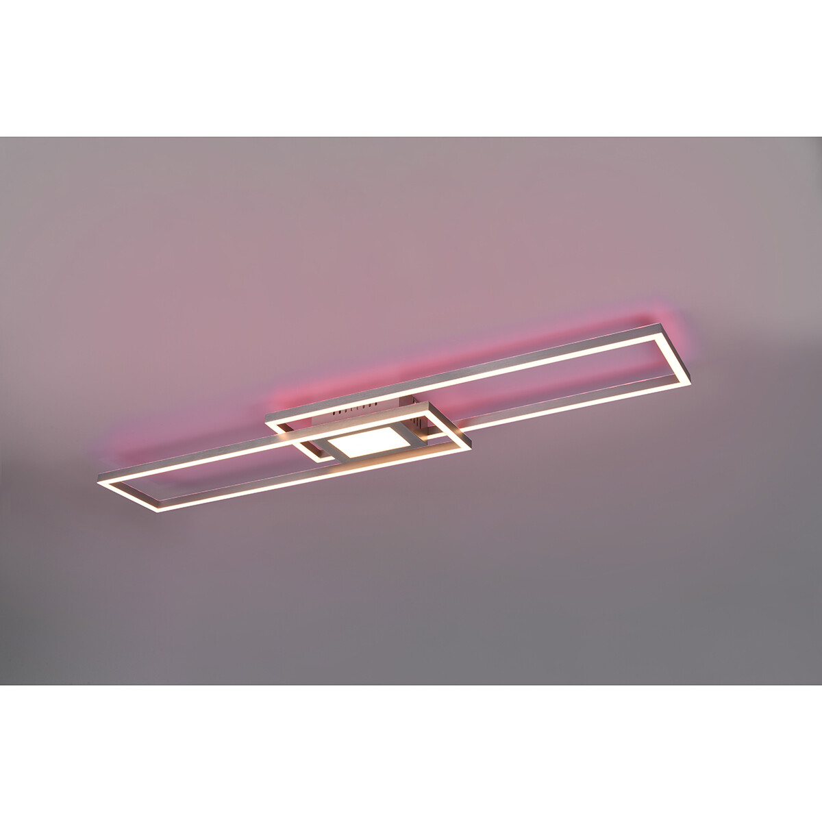 Plafonnier LED - Éclairage de Plafond - Trion Gandon - 37W + 10W - Couleur de lumière ajustable - Dimmable - Rond - Mat Nickel - Aluminium