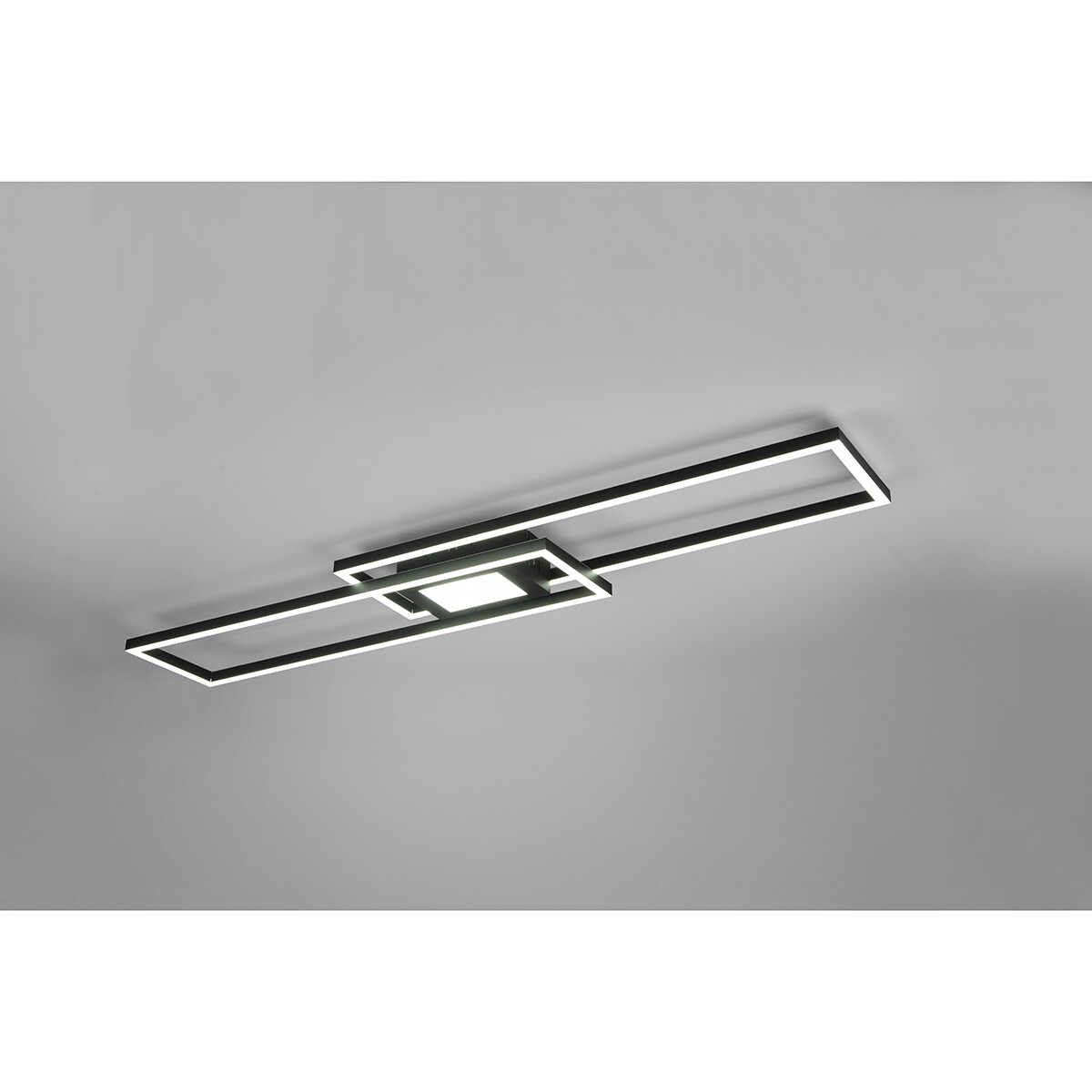 Plafonnier LED - Éclairage de Plafond - Trion Gandon - 37W + 10W - Couleur de lumière ajustable - Dimmable - Rond - Mat Noir - Aluminium