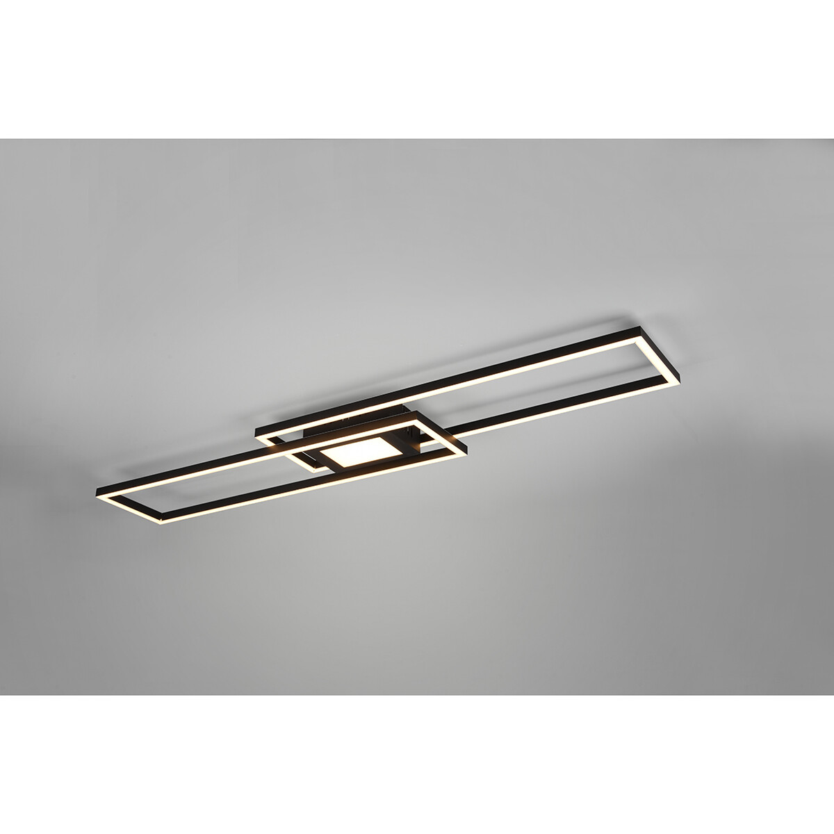 Plafonnier LED - Éclairage de Plafond - Trion Gandon - 37W + 10W - Couleur de lumière ajustable - Dimmable - Rond - Mat Noir - Aluminium