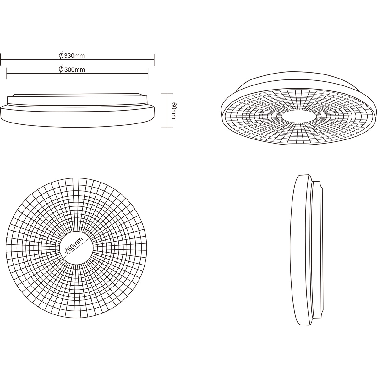 Plafonnier LED - Éclairage de plafond - Trion Gekko - 16W - Blanc Chaud 3000K - Rond - Blanc Mat - Plastique