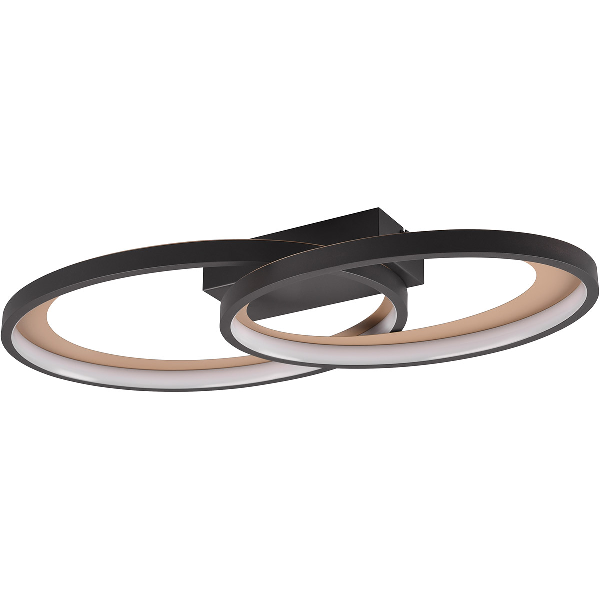 Plafonnier LED - Éclairage de plafond - Trion Gela - 25W - Blanc Chaud 3000K - Rond - Noir Doré - Métal