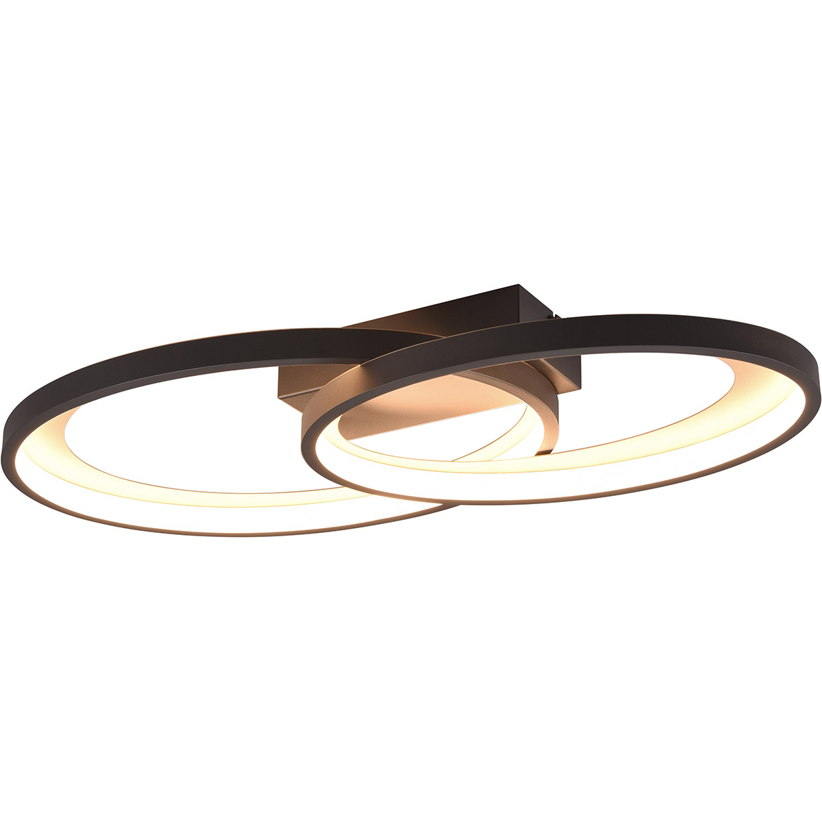 Plafonnier LED - Éclairage de plafond - Trion Gela - 25W - Blanc Chaud 3000K - Rond - Noir Doré - Métal