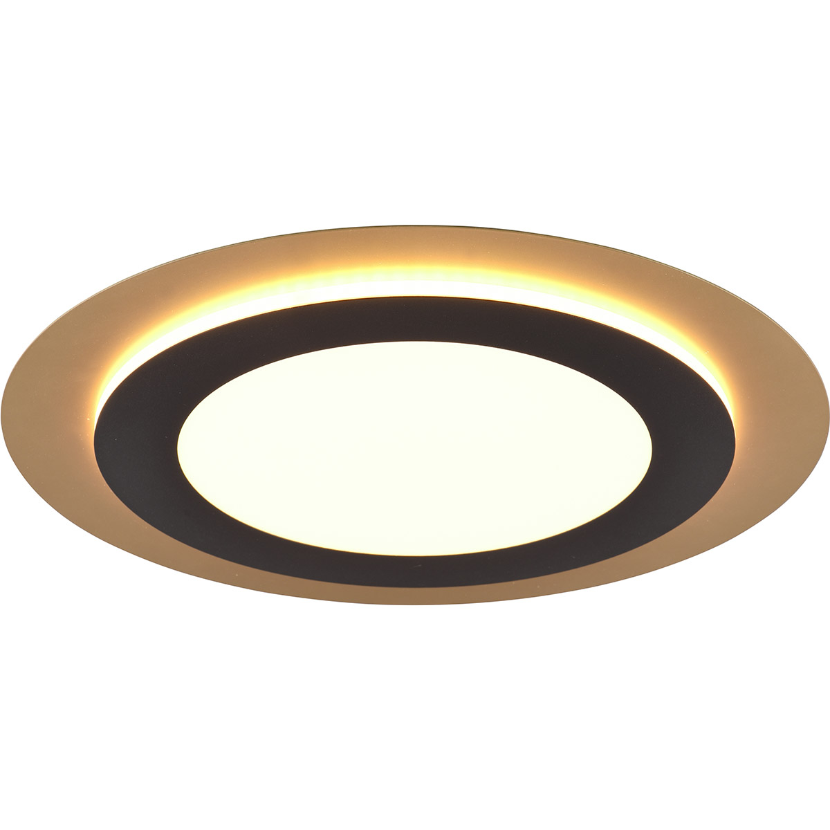 Plafonnier LED - Éclairage de plafond - Trion Groan - 42W - Couleur ajustable - Commande à distance - Dimmable - Rond - Or Noir - Métal