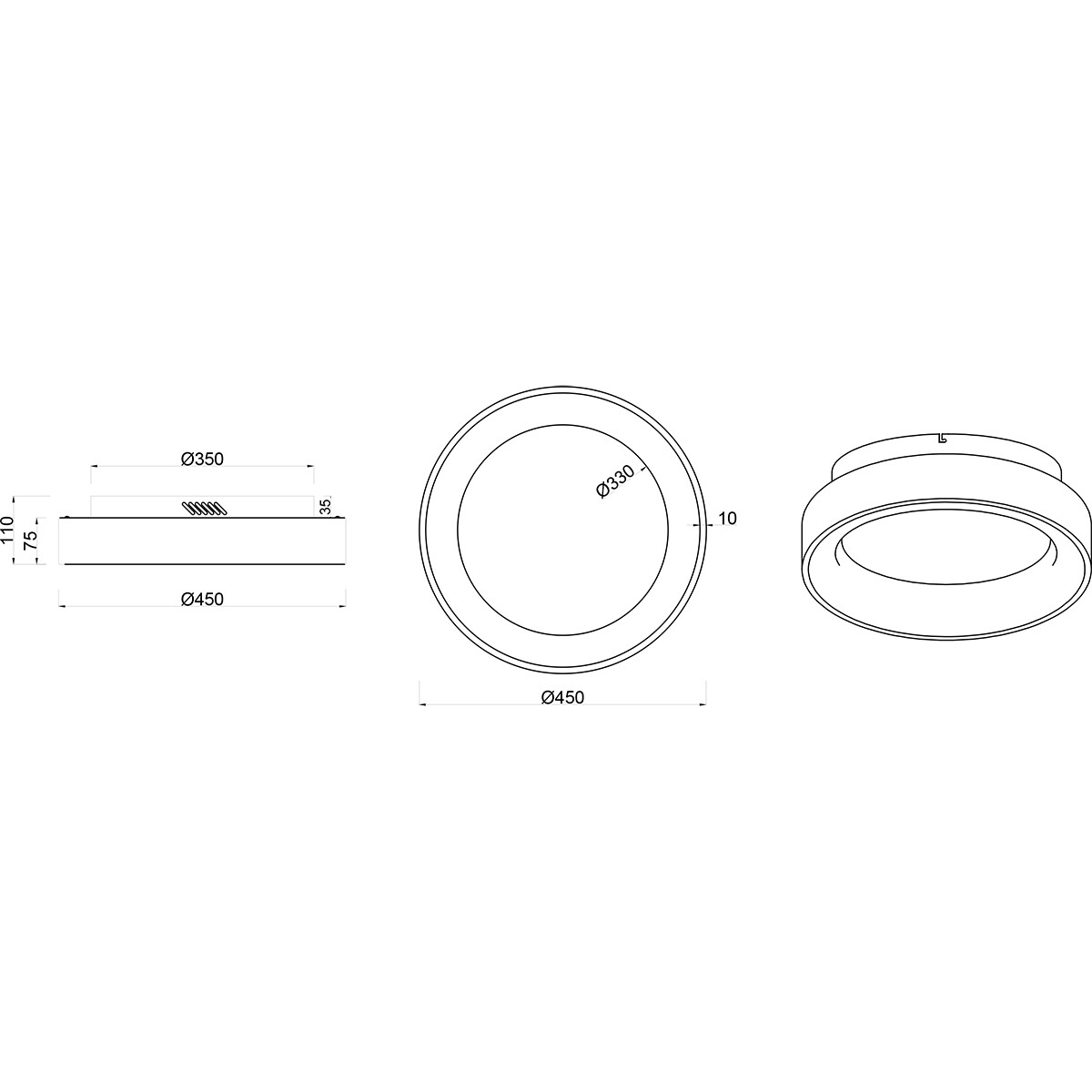 Plafonnier LED - Éclairage de Plafond - Trion Gurano - 27W - Blanc Neutre 4000K - Dimmable - Rond - Mat Blanc - Aluminium