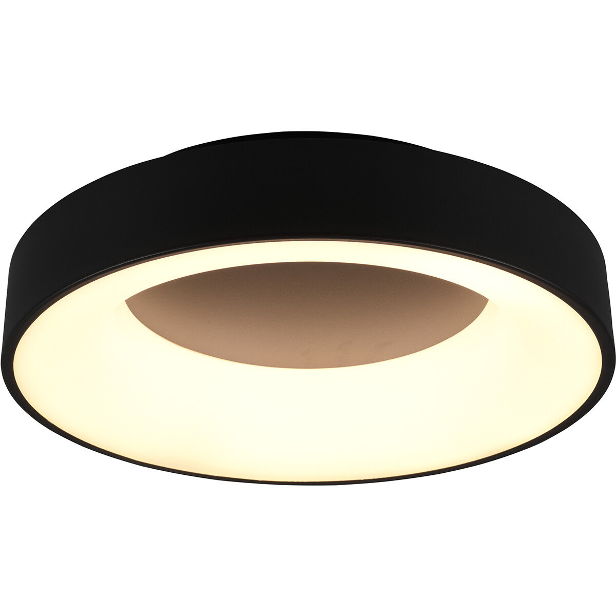 Plafonnier LED - Éclairage de Plafond - Trion Gurano - 27W - Blanc Chaud 3000K - Dimmable - Rond - Mat Noir - Aluminium