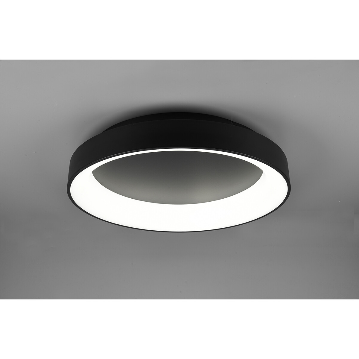 Plafonnier LED - Éclairage de Plafond - Trion Gurano - 48W - Couleur de lumière ajustable - Télécommande - Dimmable - Rond - Mat Noir - Aluminium