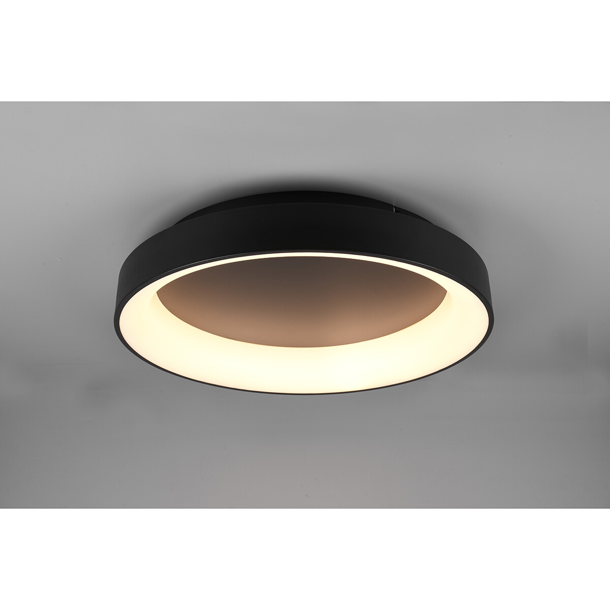 Plafonnier LED - Éclairage de Plafond - Trion Gurano - 48W - Couleur de lumière ajustable - Télécommande - Dimmable - Rond - Mat Noir - Aluminium