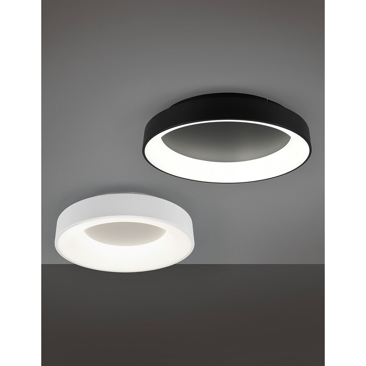 Plafonnier LED - Éclairage de Plafond - Trion Gurano - 48W - Couleur de lumière ajustable - Télécommande - Dimmable - Rond - Mat Noir - Aluminium