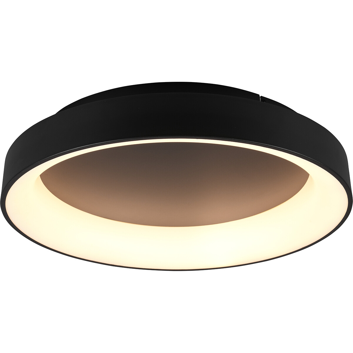 Plafonnier LED - Éclairage de Plafond - Trion Gurano - 48W - Couleur de lumière ajustable - Télécommande - Dimmable - Rond - Mat Noir - Aluminium