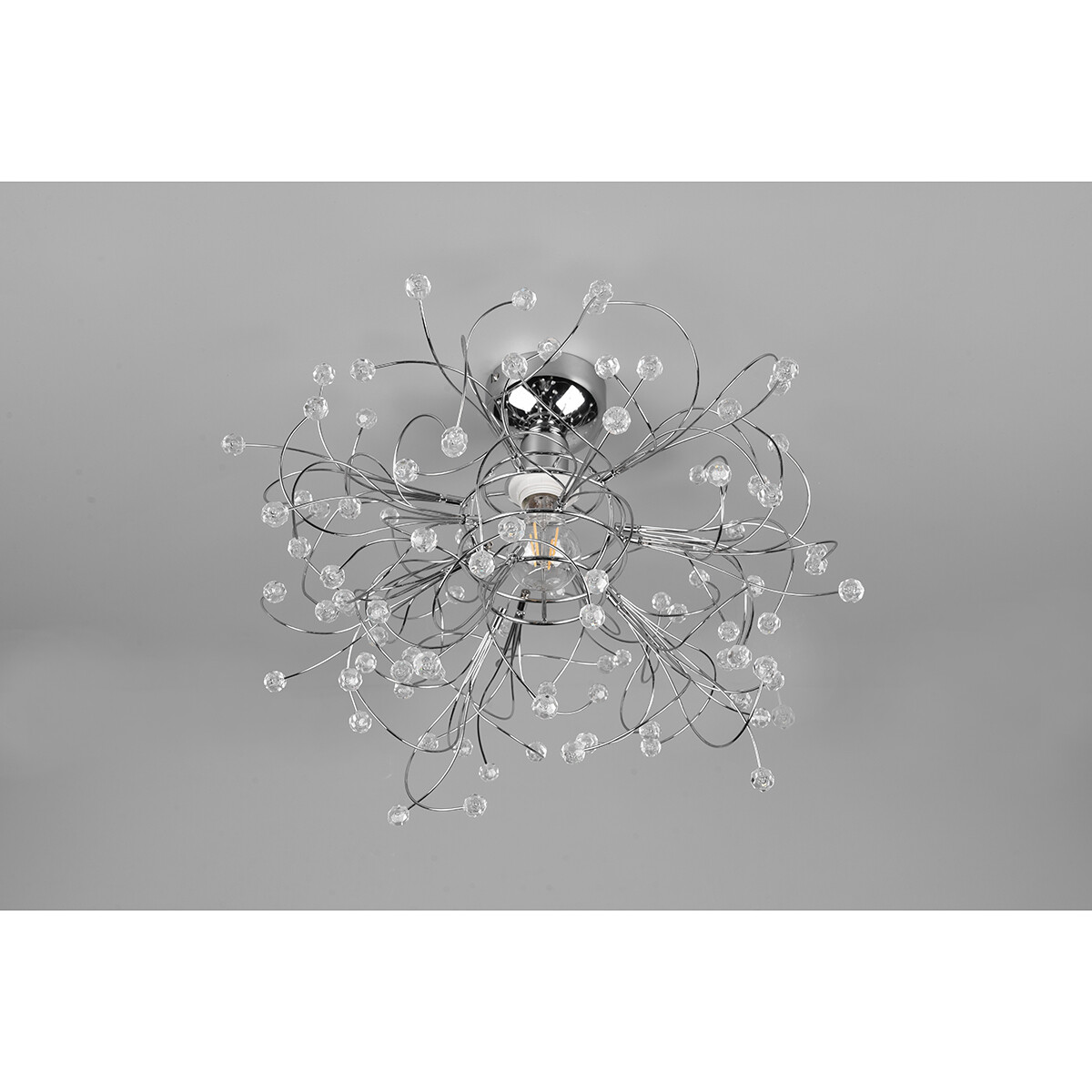 Plafonnier LED - Éclairage de Plafond - Trion Guston - Douille E27 - 1-lumière - Rond - Mat Chrome - Aluminium