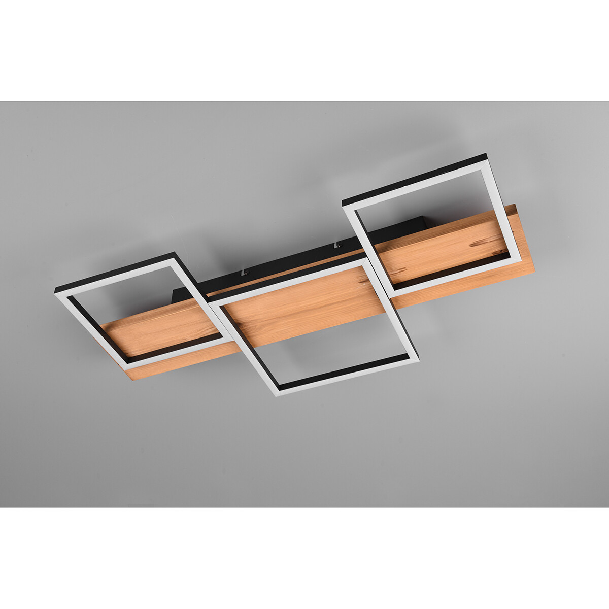 Plafonnier LED - Éclairage de Plafond - Trion Harla - 30W - Blanc Chaud 3000K - Dimmable - Rectangle - Mat Noir - Aluminium