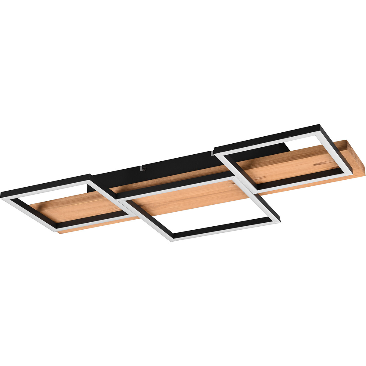 Plafonnier LED - Éclairage de Plafond - Trion Harla - 30W - Blanc Chaud 3000K - Dimmable - Rectangle - Mat Noir - Aluminium