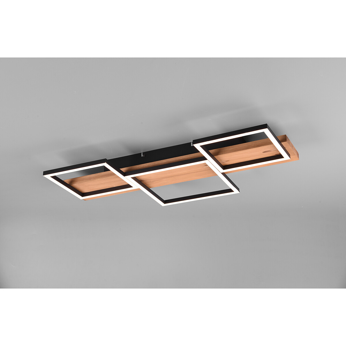 Plafonnier LED - Éclairage de Plafond - Trion Harla - 30W - Blanc Chaud 3000K - Dimmable - Rectangle - Mat Noir - Aluminium