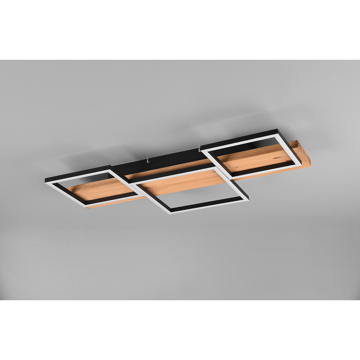 Plafonnier LED - Éclairage de Plafond - Trion Harla - 30W - Blanc Chaud 3000K - Dimmable - Rectangle - Mat Noir - Aluminium