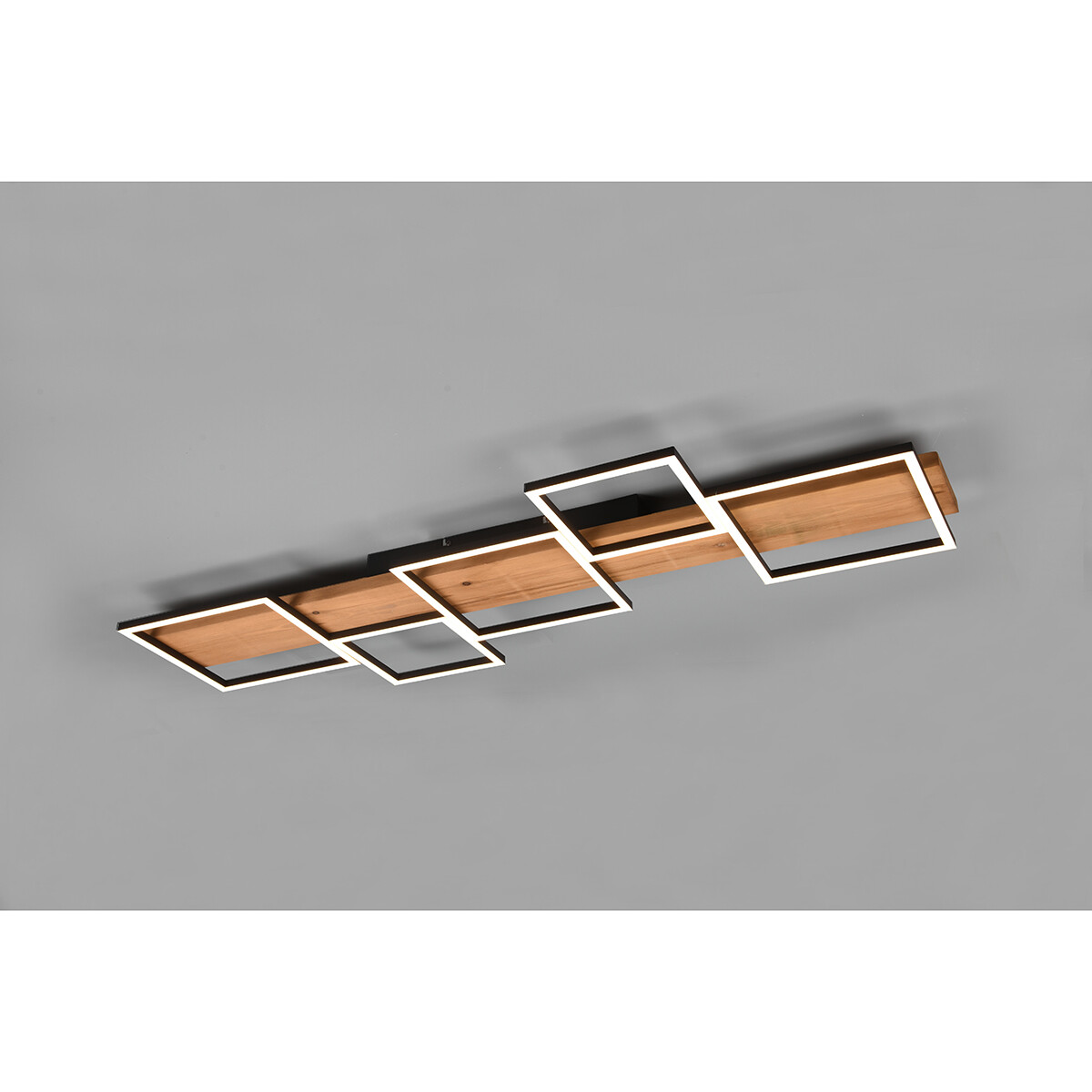 Plafonnier LED - Éclairage de Plafond - Trion Harla - 42W - Blanc Chaud 3000K - Dimmable - Rectangle - Mat Noir - Aluminium