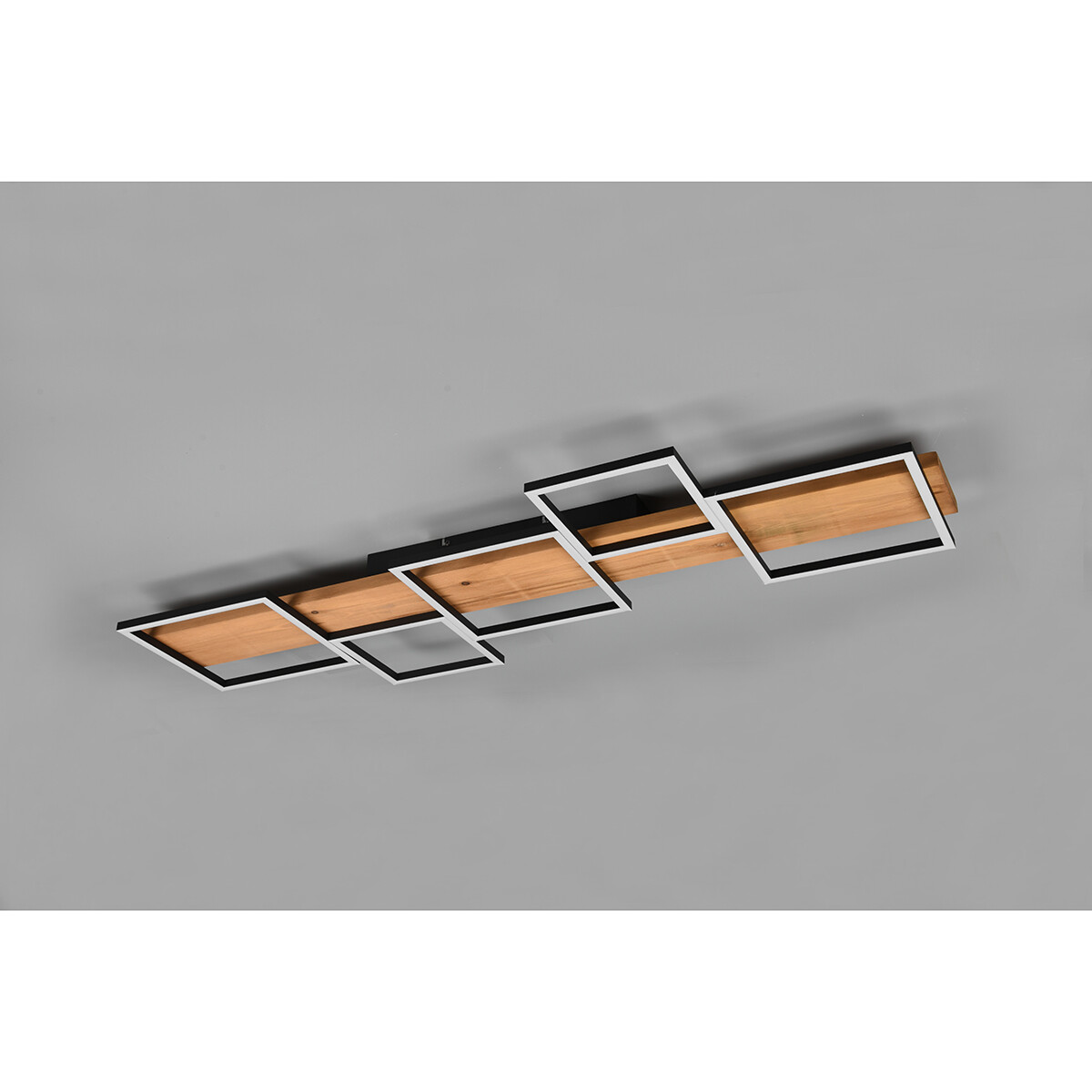 Plafonnier LED - Éclairage de Plafond - Trion Harla - 42W - Blanc Chaud 3000K - Dimmable - Rectangle - Mat Noir - Aluminium