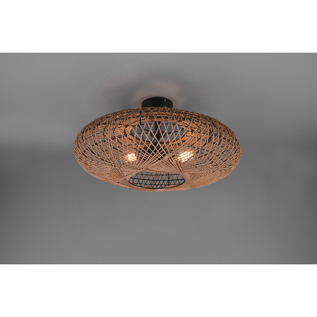 Plafonnier LED - Éclairage de Plafond - Trion Hetra - Douille E27 - 2-lumières - Rond - Mat Noir - Aluminium