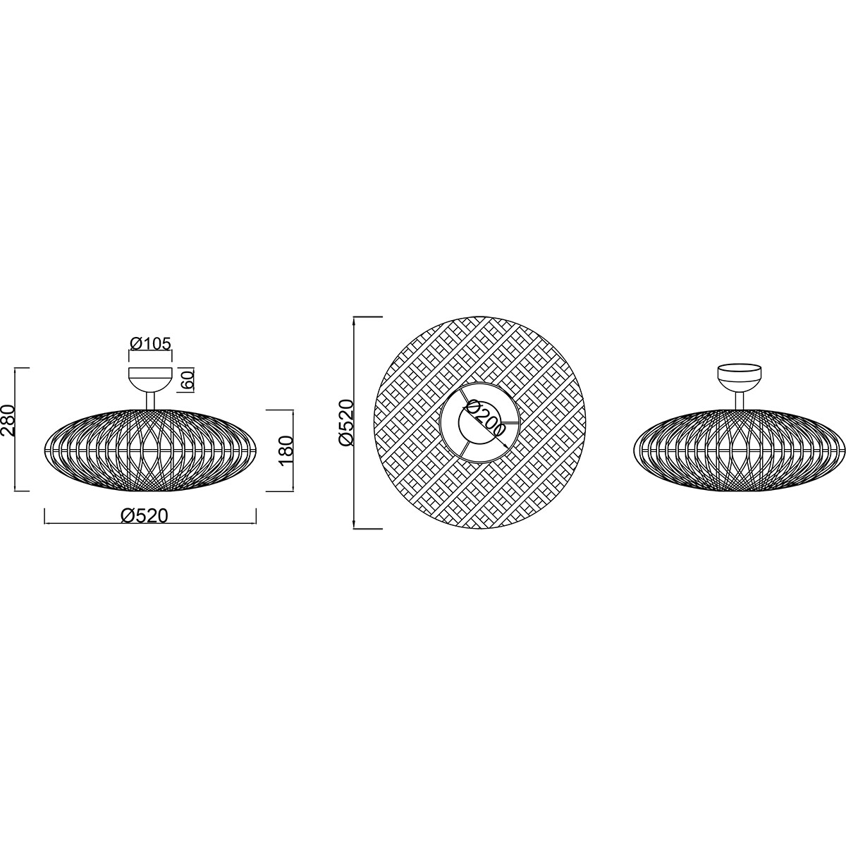 Plafonnier LED - Éclairage de Plafond - Trion Hetra - Douille E27 - 2-lumières - Rond - Mat Noir - Aluminium