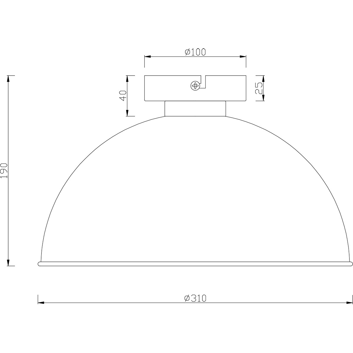 Plafonnier LED - Éclairage de Plafond - Trion Jin - Douille E27 - Rond - Mat Noir - Aluminium