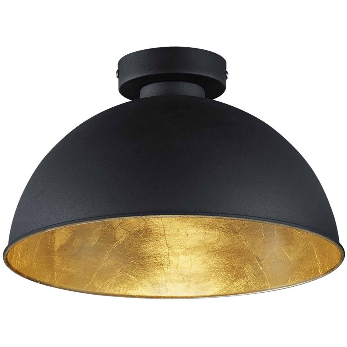 Plafonnier LED - Éclairage de Plafond - Trion Jin - Douille E27 - Rond - Mat Noir - Aluminium