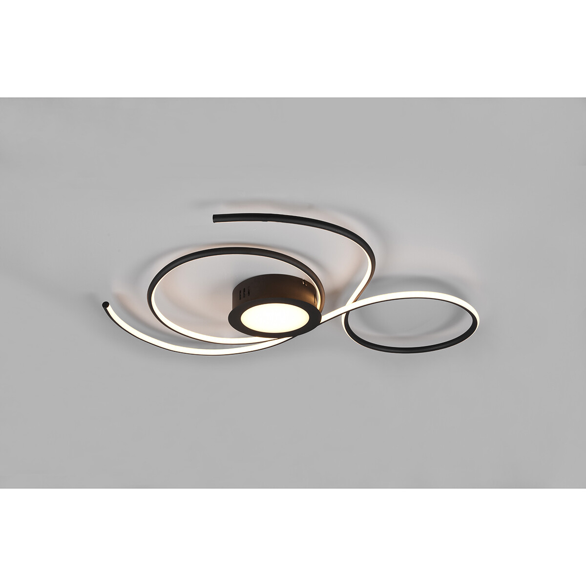 Plafonnier LED - Éclairage de Plafond - Trion Jivino - 48W - Couleur de lumière ajustable - Dimmable - Rond - Mat Noir - Aluminium