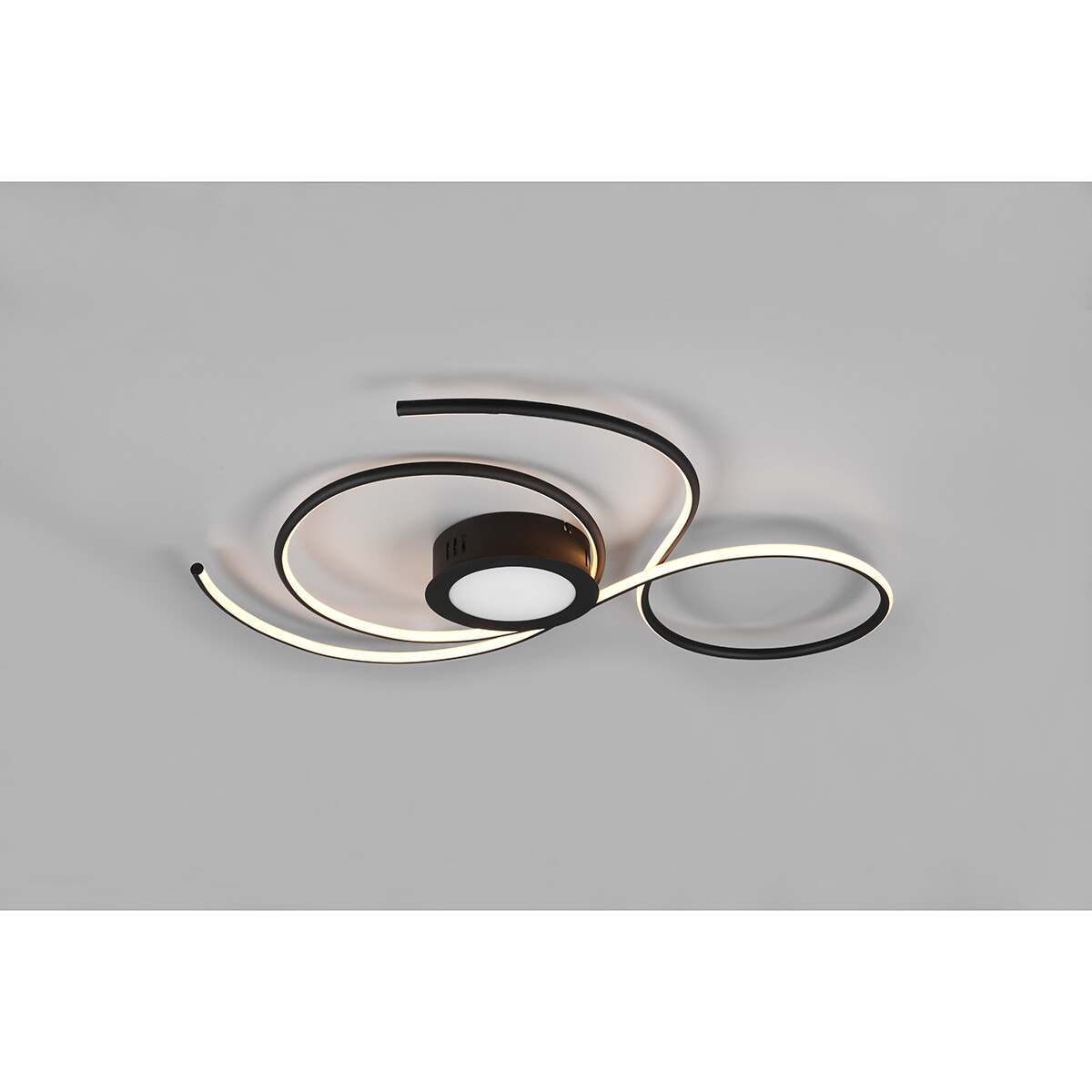 Plafonnier LED - Éclairage de Plafond - Trion Jivino - 48W - Couleur de lumière ajustable - Dimmable - Rond - Mat Noir - Aluminium