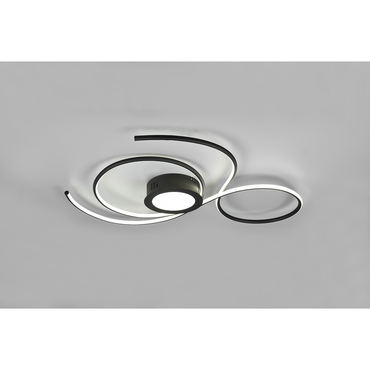 Plafonnier LED - Éclairage de Plafond - Trion Jivino - 48W - Couleur de lumière ajustable - Dimmable - Rond - Mat Noir - Aluminium