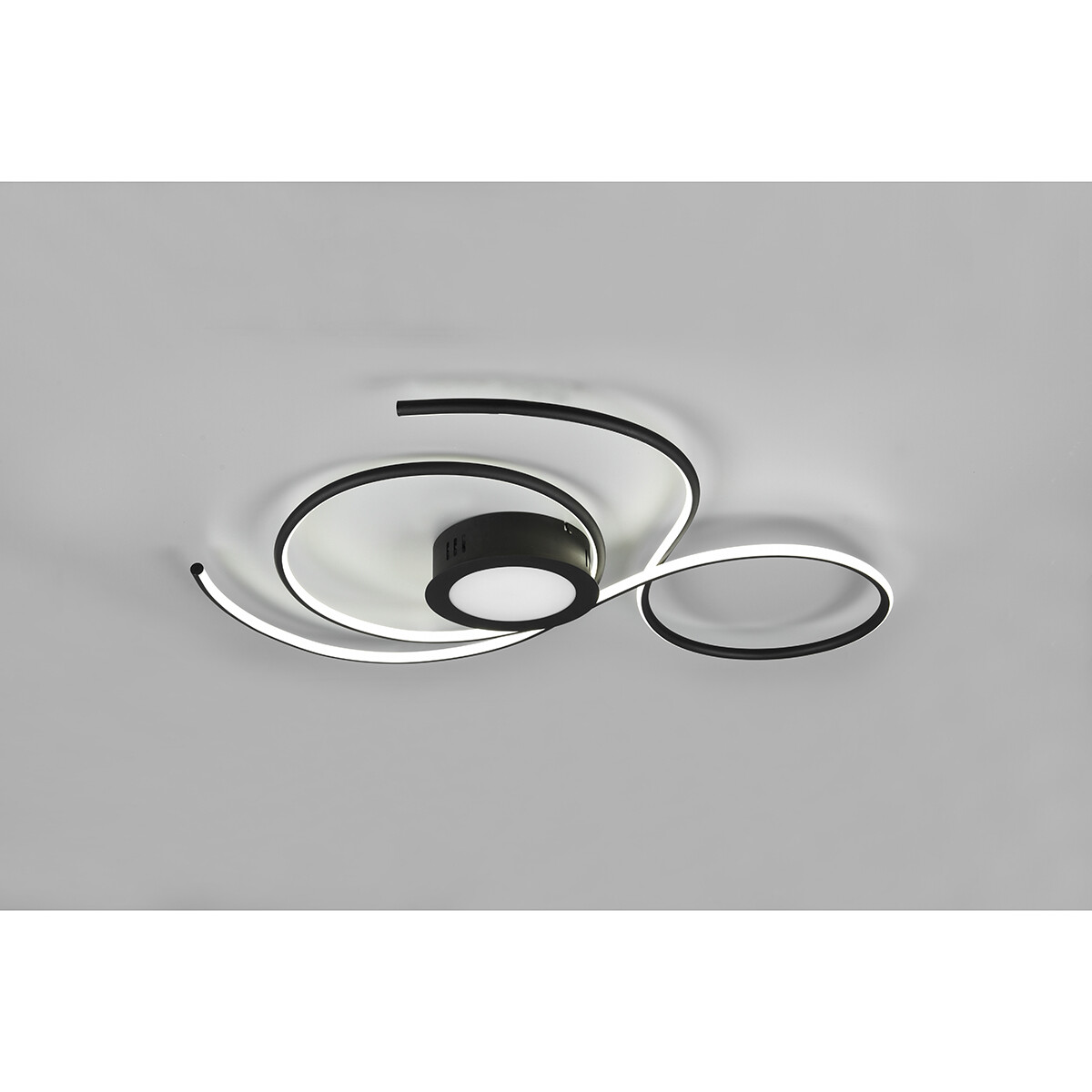 Plafonnier LED - Éclairage de Plafond - Trion Jivino - 48W - Couleur de lumière ajustable - Dimmable - Rond - Mat Noir - Aluminium