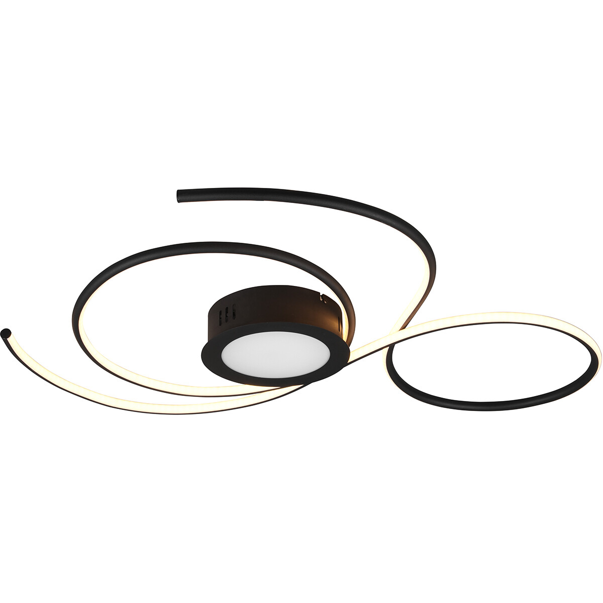 Plafonnier LED - Éclairage de Plafond - Trion Jivino - 48W - Couleur de lumière ajustable - Dimmable - Rond - Mat Noir - Aluminium