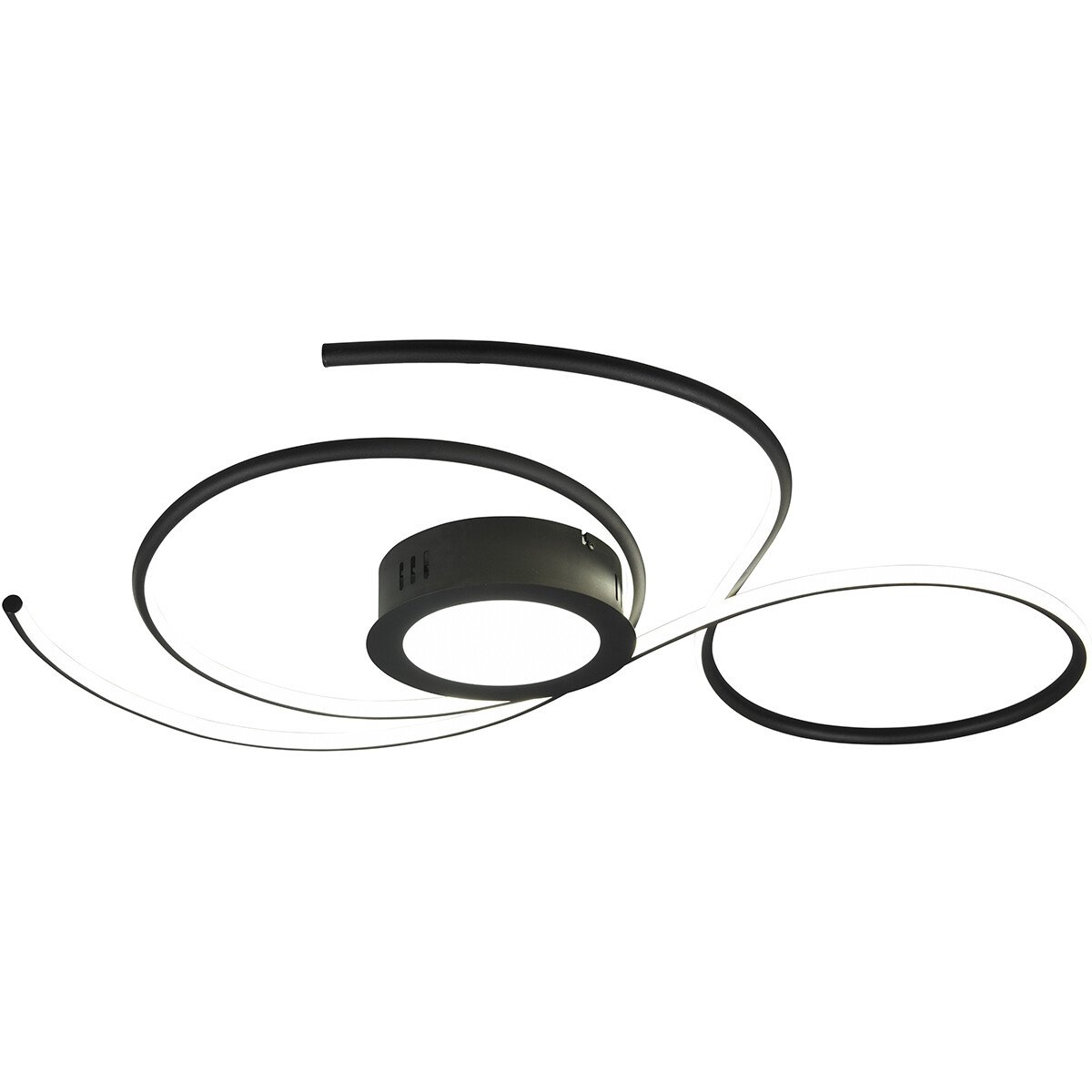 Plafonnier LED - Éclairage de Plafond - Trion Jivino - 48W - Couleur de lumière ajustable - Dimmable - Rond - Mat Noir - Aluminium