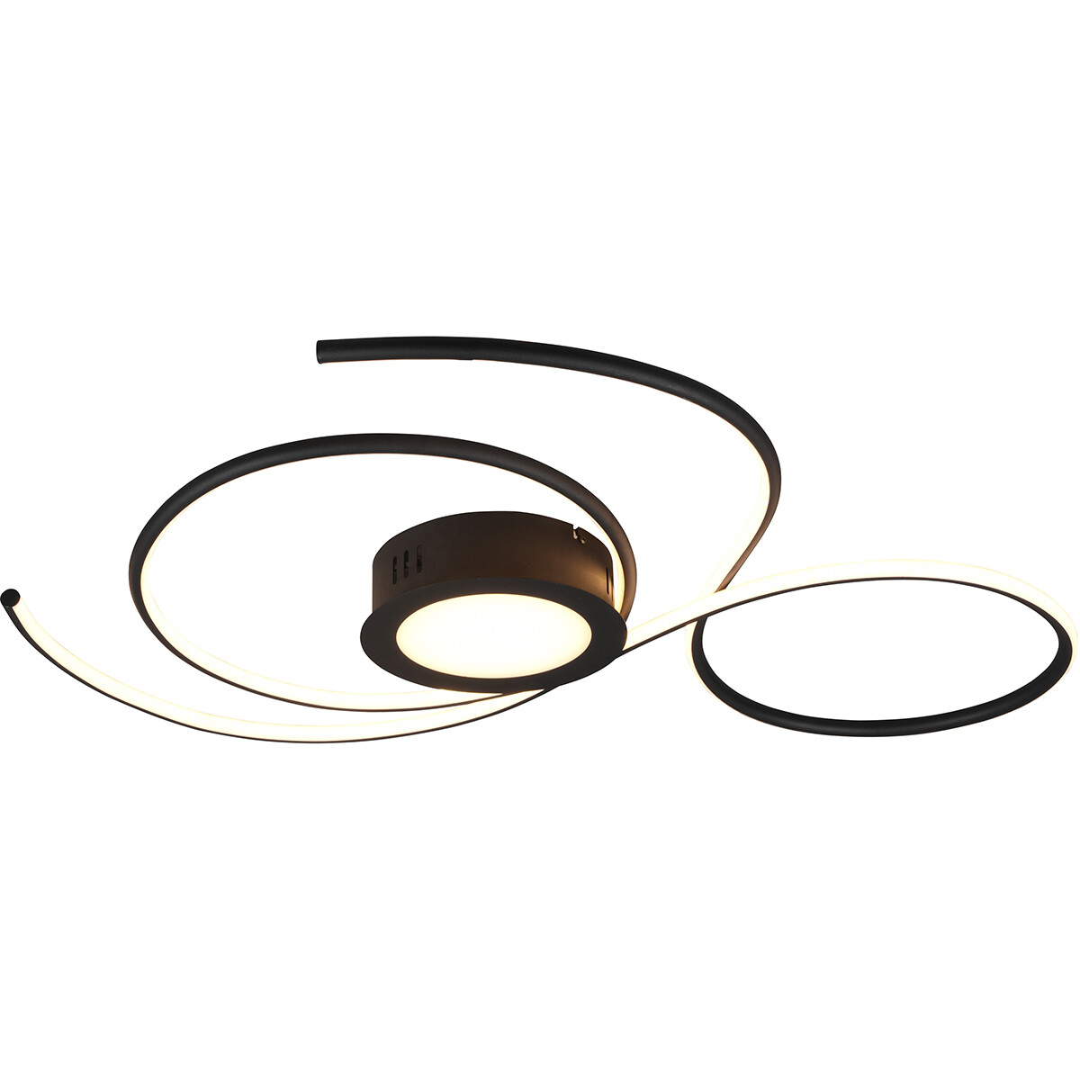 Plafonnier LED - Éclairage de Plafond - Trion Jivino - 48W - Couleur de lumière ajustable - Dimmable - Rond - Mat Noir - Aluminium