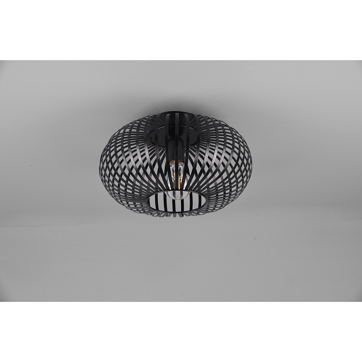 Plafonnier LED - Éclairage de Plafond - Trion Johy - Douille E27 - Rond - Industriel - Mat Noir - Aluminium - 30cm