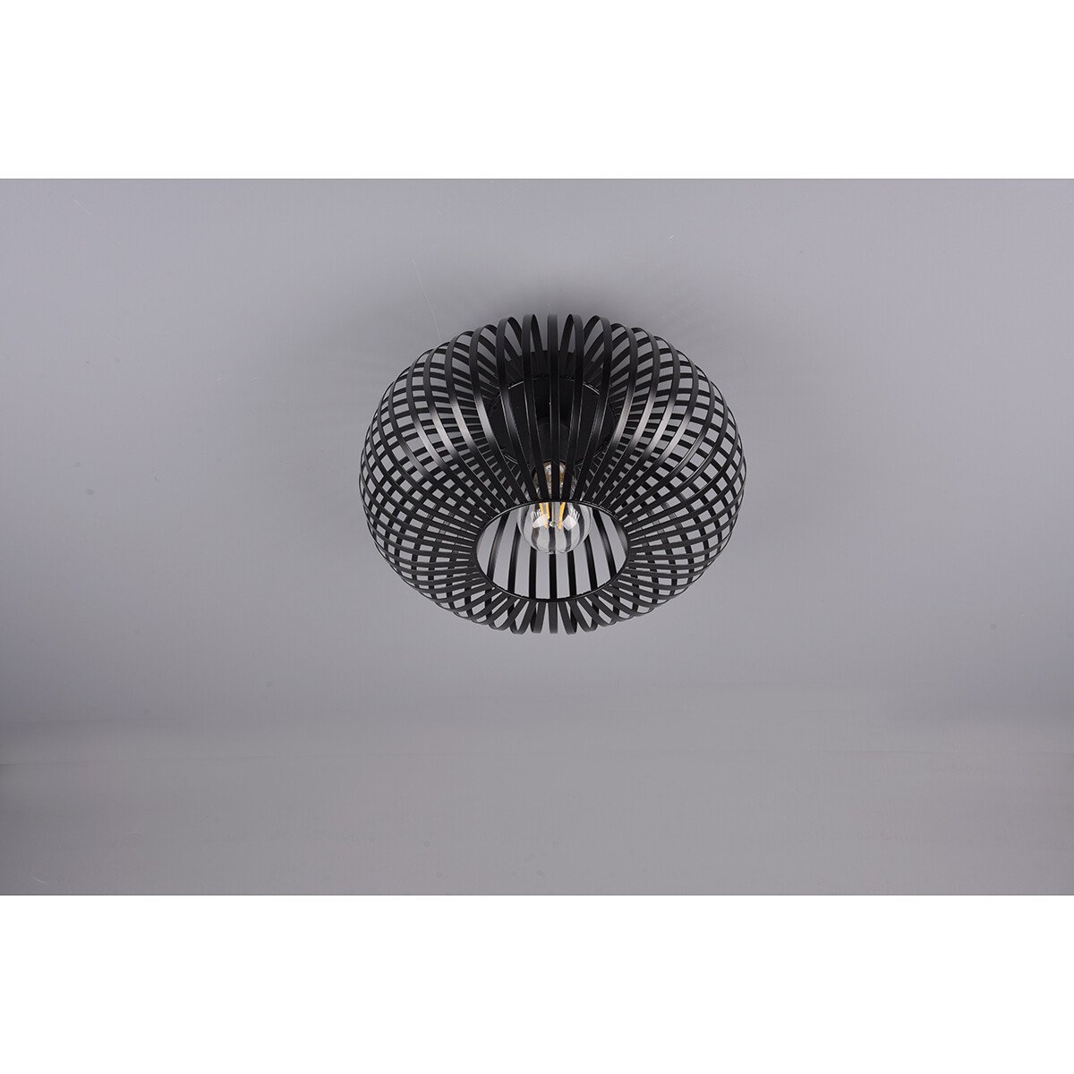 Plafonnier LED - Éclairage de Plafond - Trion Johy - Douille E27 - Rond - Industriel - Mat Noir - Aluminium - 30cm