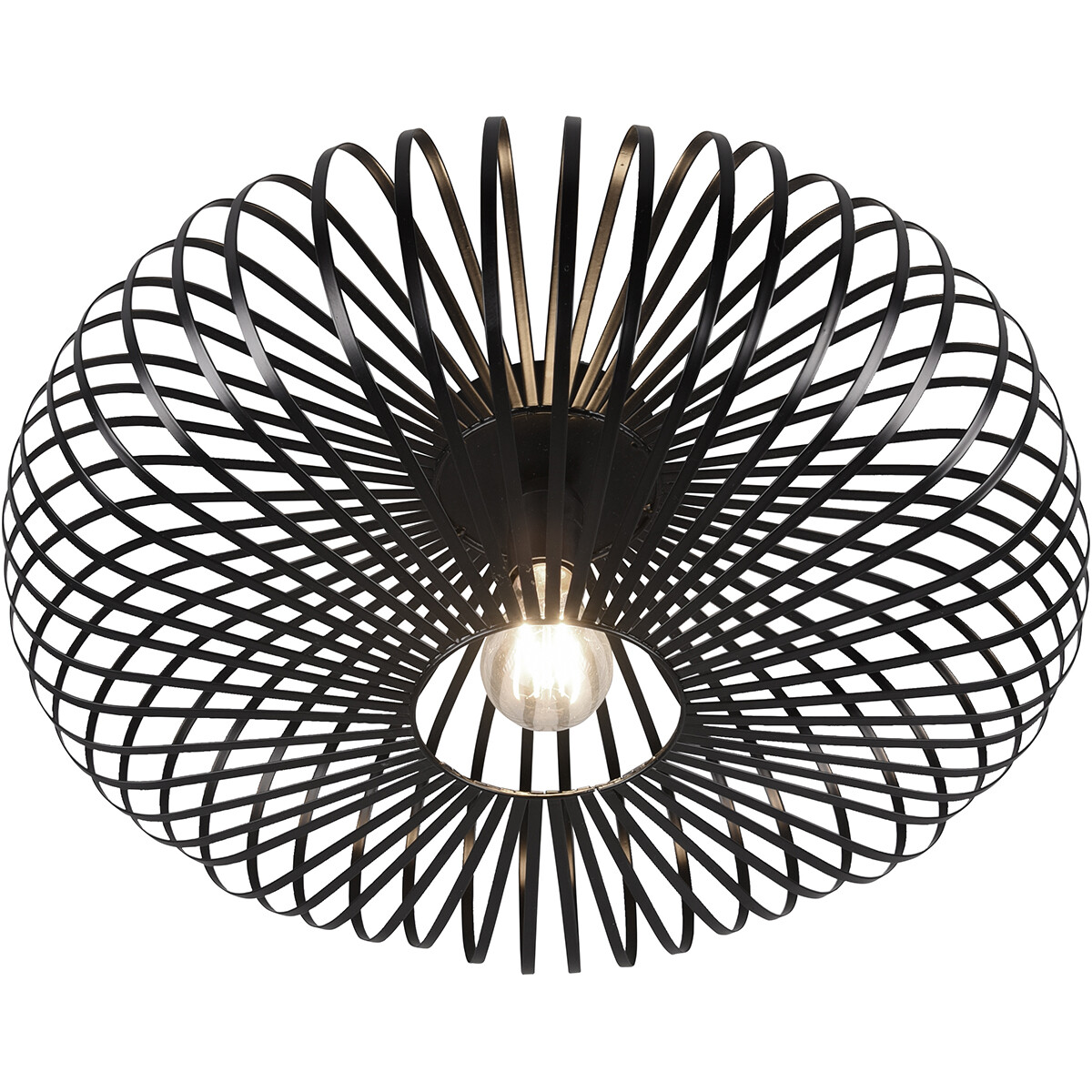 Plafonnier LED - Éclairage de Plafond - Trion Johy - Douille E27 - Rond - Industriel - Mat Noir - Aluminium - 50cm