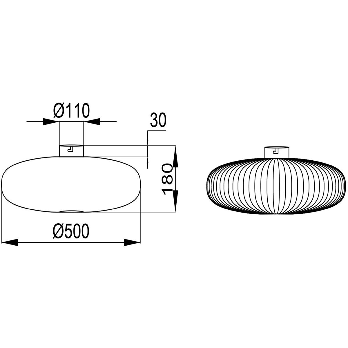 Plafonnier LED - Éclairage de Plafond - Trion Johy - Douille E27 - Rond - Industriel - Mat Noir - Aluminium - 50cm