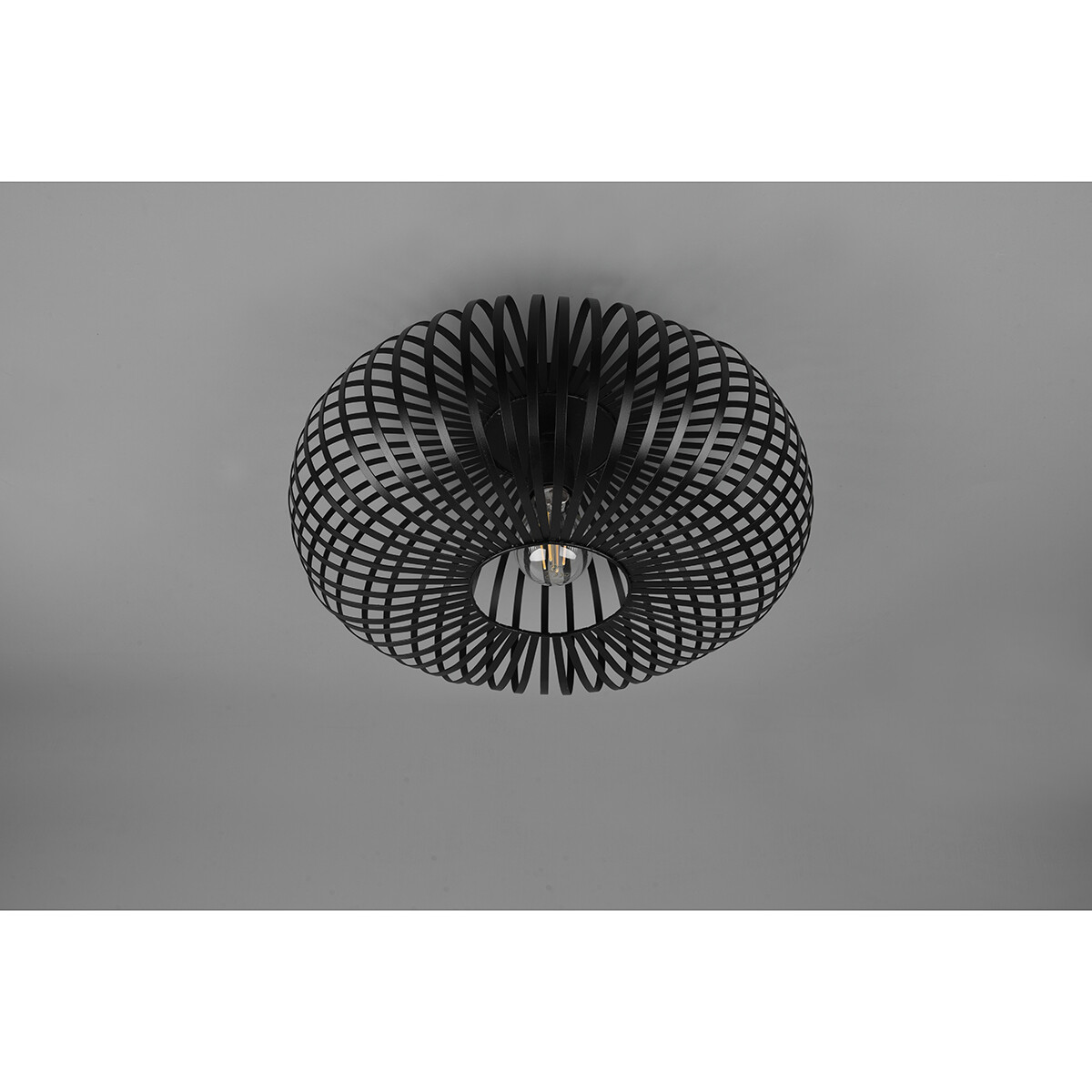 Plafonnier LED - Éclairage de Plafond - Trion Johy - Douille E27 - Rond - Industriel - Mat Noir - Aluminium - 40cm