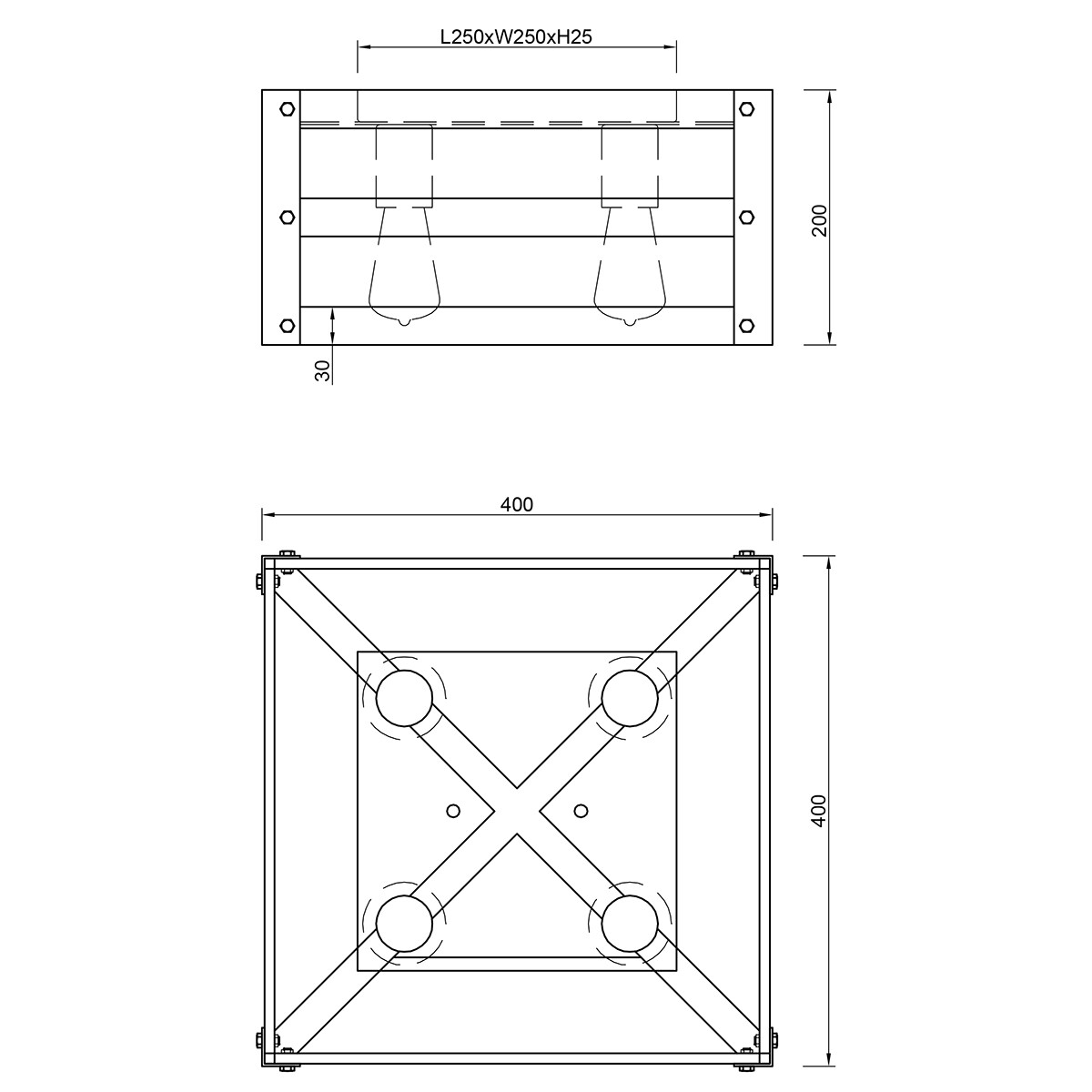 Plafonnier LED - Éclairage de Plafond - Trion Khon - Douille E27 - Carré - Mat Nickel - Aluminium