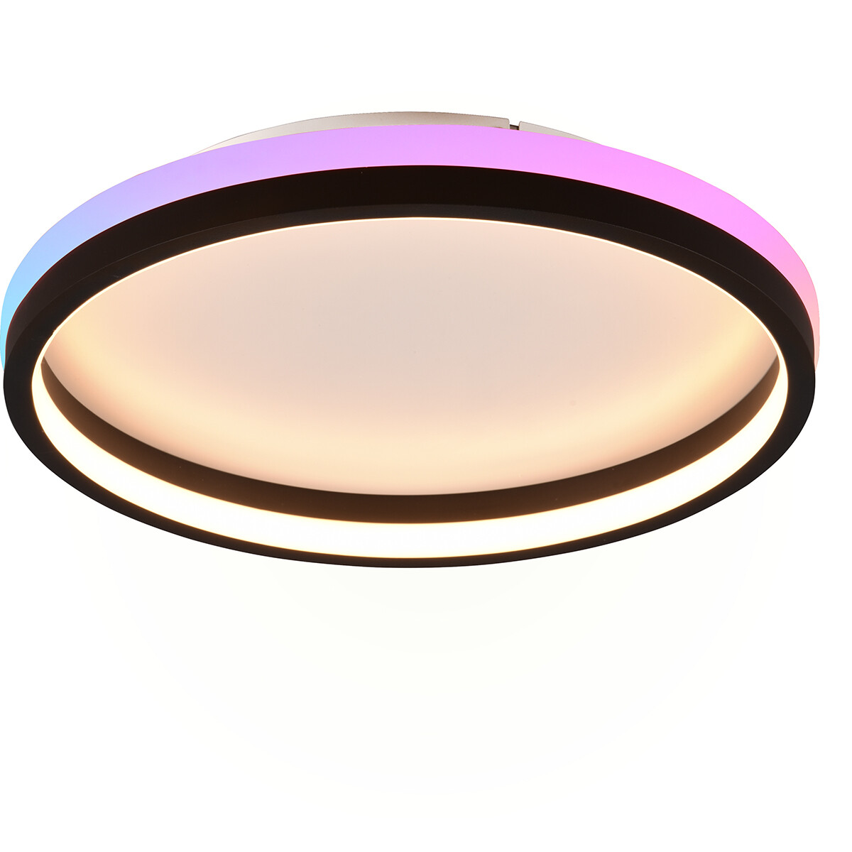 Plafonnier LED - Éclairage de Plafond - Trion Kio - 18W - RGBW - Dimmable - Couleur Ajustable - Télécommande - Rond - Noir Mat - Métal