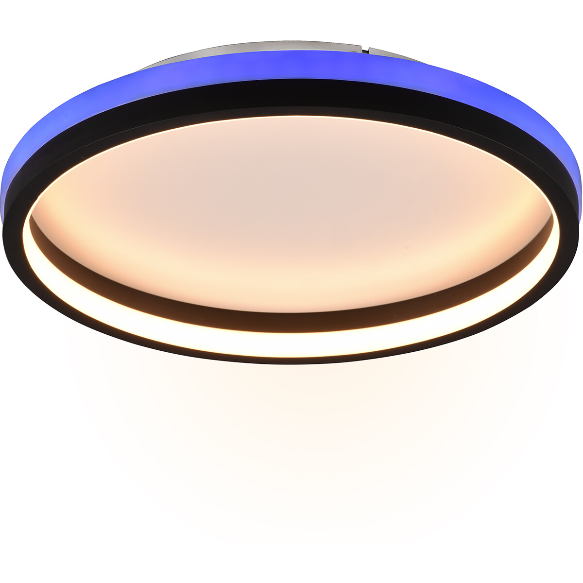 Plafonnier LED - Éclairage de Plafond - Trion Kio - 18W - RGBW - Dimmable - Couleur Ajustable - Télécommande - Rond - Noir Mat - Métal