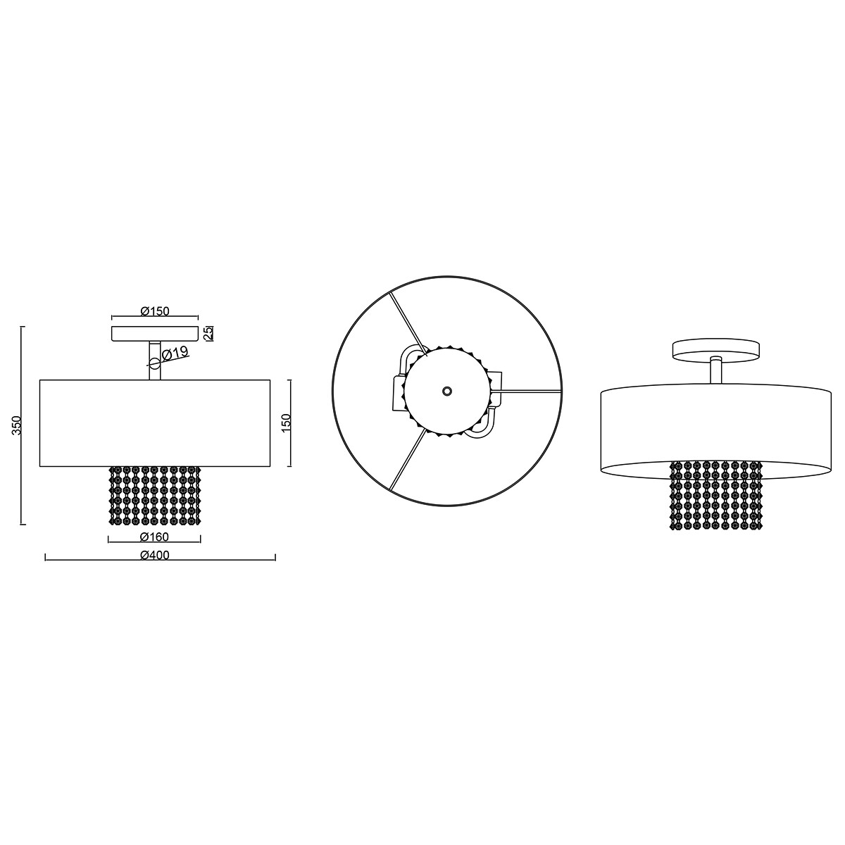 Plafonnier LED - Éclairage de Plafond - Trion Kong - Douille E14 - Rond - Mat Argent - Aluminium