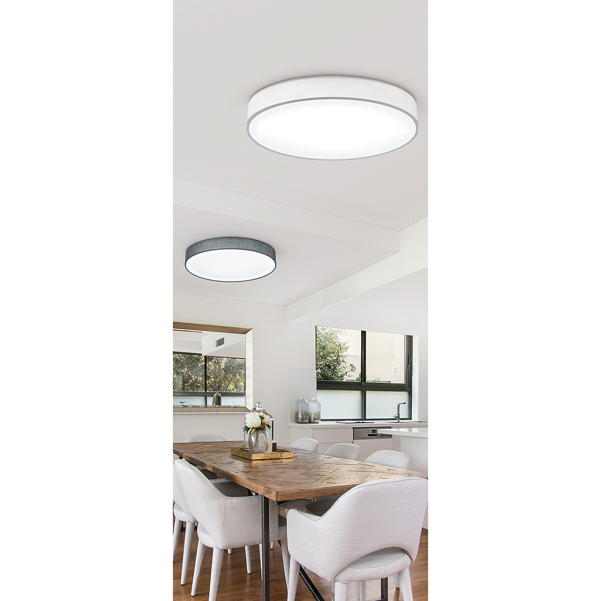 Plafonnier LED - Éclairage de Plafond - Trion Lanago - 22W - Blanc Chaud 3000K - Dimmable - Rond - Mat Gris - Aluminium