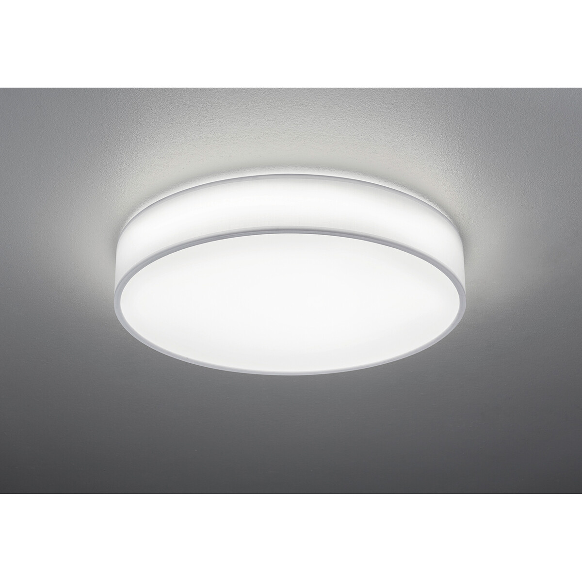 Plafonnier LED - Éclairage de Plafond - Trion Lanago - 42W - Couleur de lumière ajustable - Télécommande - Dimmable - Rond - Mat Blanc - Textile