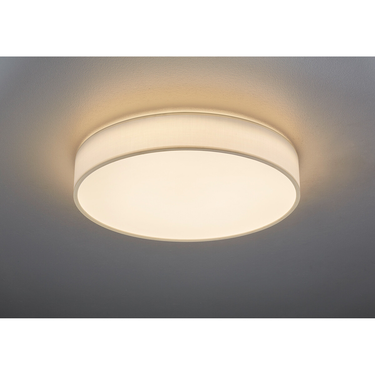 Plafonnier LED - Éclairage de Plafond - Trion Lanago - 42W - Couleur de lumière ajustable - Télécommande - Dimmable - Rond - Mat Blanc - Textile