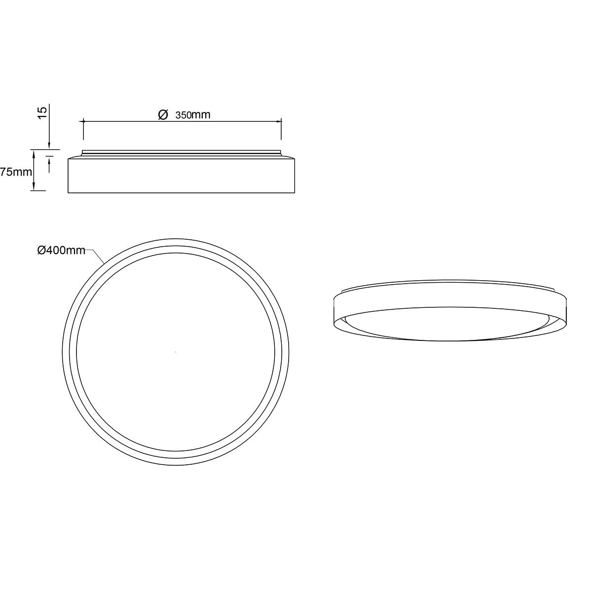 Plafonnier LED - Éclairage de plafond - Trion Lesi - 24W - Dimmable - Couleur ajustable - Télécommande - Rond - Blanc mat - Plastique