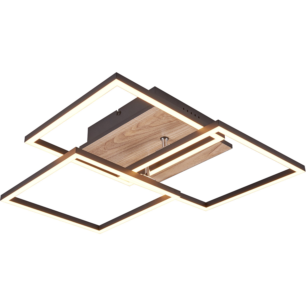 LED Plafonnier - Éclairage de Plafond - Trion Libo - 27W - Couleur Ajustable - Carré - Brun - MDF